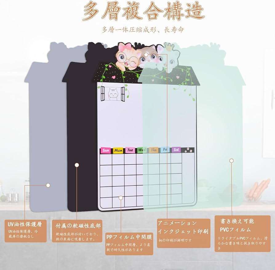 Amazon.co.jp: マグネットシート 冷蔵庫用 スケジュール ホワイト